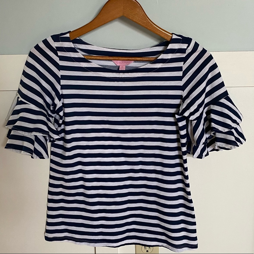 Lilly Pulitzer Womens white and navy striped top, size XS